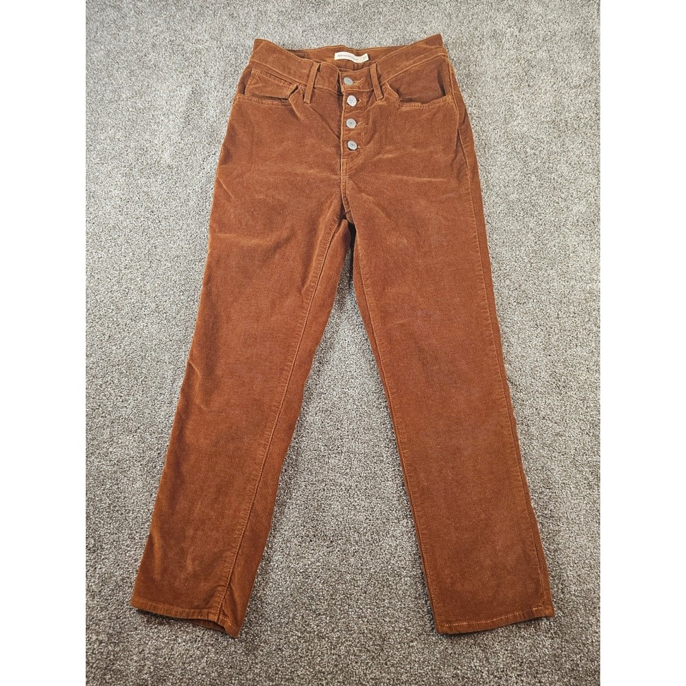 Levis 724 High Rise Straight Corduroy Pants Rust Orange Button Fly 27 79066-0003 - Picture 2 of 15
